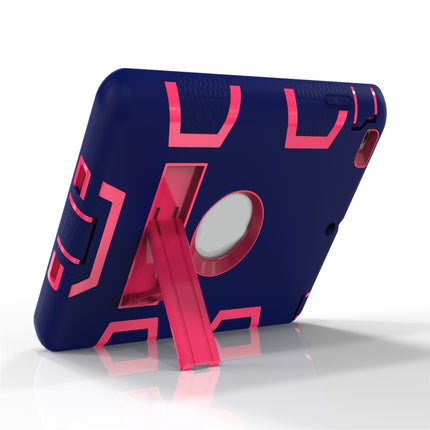 For iPad Mini 3 / 2 / 1 Shockproof PC + Silicone Protective Case，with Holder(Navy Blue Rose)-garmade.com
