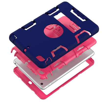 For iPad Mini 3 / 2 / 1 Shockproof PC + Silicone Protective Case，with Holder(Navy Blue Rose)-garmade.com