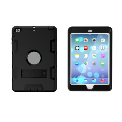 For iPad Mini 3 / 2 / 1 Shockproof PC + Silicone Protective Case，with Holder(Black)-garmade.com