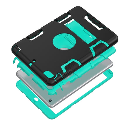 For iPad Mini 3 / 2 / 1 Shockproof PC + Silicone Protective Case，with Holder(Black Mint Green)-garmade.com