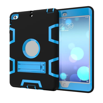 For iPad Mini 3 / 2 / 1 Shockproof PC + Silicone Protective Case，with Holder(Black Blue)-garmade.com
