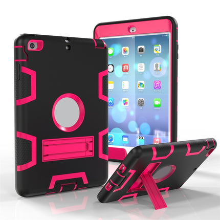 For iPad Mini 3 / 2 / 1 Shockproof PC + Silicone Protective Case，with Holder(Black Rose)-garmade.com