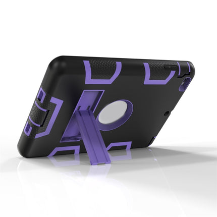 For iPad Mini 3 / 2 / 1 Shockproof PC + Silicone Protective Case，with Holder(Black Purple)-garmade.com
