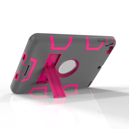 For iPad Mini 3 / 2 / 1 Shockproof PC + Silicone Protective Case，with Holder(Gray Rose)-garmade.com
