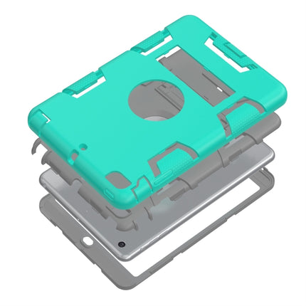 For iPad Mini 3 / 2 / 1 Shockproof PC + Silicone Protective Case，with Holder(Green Gray)-garmade.com