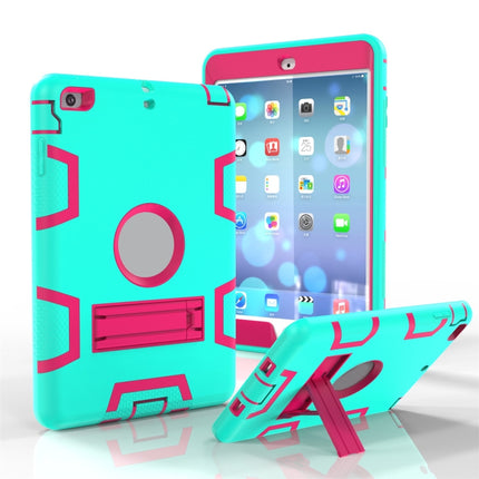 For iPad Mini 3 / 2 / 1 Shockproof PC + Silicone Protective Case，with Holder(Green Rose)-garmade.com