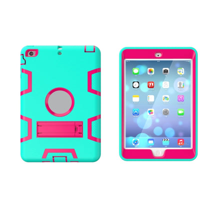 For iPad Mini 3 / 2 / 1 Shockproof PC + Silicone Protective Case，with Holder(Green Rose)-garmade.com
