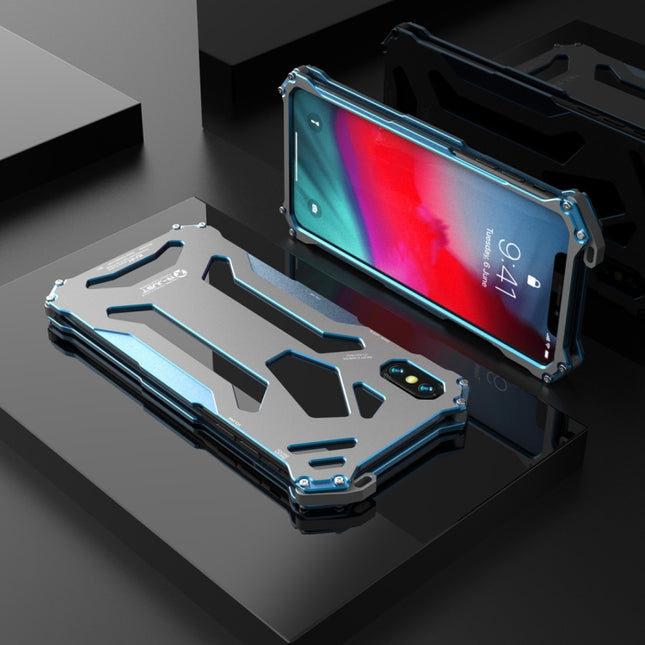 For iPhone XS Max R-JUST Shockproof Armor Metal Protective Case(Blue)-garmade.com