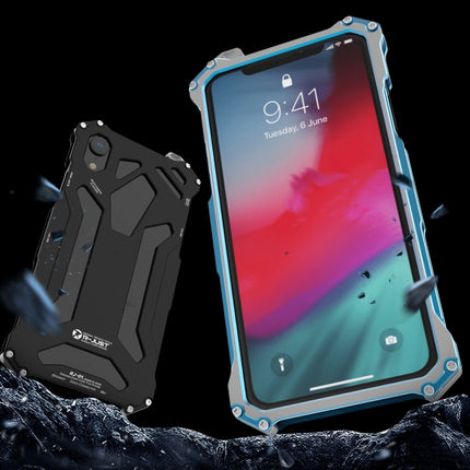 For iPhone XS Max R-JUST Shockproof Armor Metal Protective Case(Blue)-garmade.com