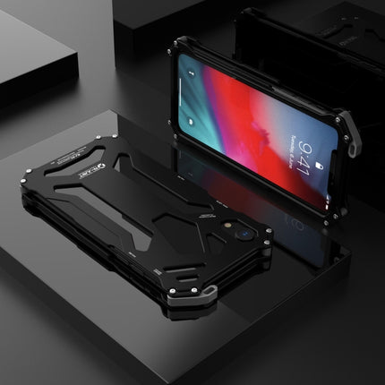 For iPhone XR R-JUST Shockproof Armor Metal Protective Case(Black)-garmade.com