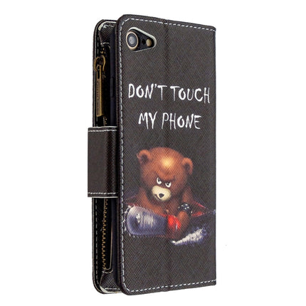For iPhone 8 & 7 Colored Drawing Pattern Zipper Horizontal Flip Leather Case with Holder & Card Slots & Wallet(Bear)-garmade.com