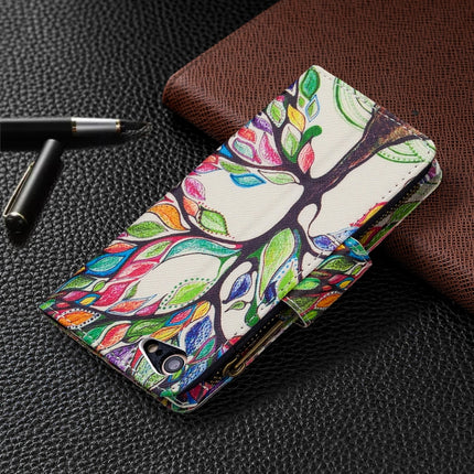 For iPhone 8 & 7 Colored Drawing Pattern Zipper Horizontal Flip Leather Case with Holder & Card Slots & Wallet(Tree)-garmade.com