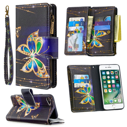 For iPhone 8 & 7 Colored Drawing Pattern Zipper Horizontal Flip Leather Case with Holder & Card Slots & Wallet(Big Butterfly)-garmade.com