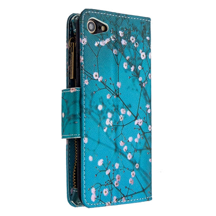 For iPhone 8 & 7 Colored Drawing Pattern Zipper Horizontal Flip Leather Case with Holder & Card Slots & Wallet(Plum Blossom)-garmade.com