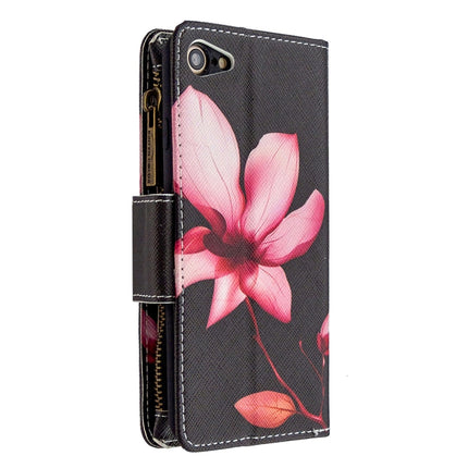 For iPhone 8 & 7 Colored Drawing Pattern Zipper Horizontal Flip Leather Case with Holder & Card Slots & Wallet(Lotus)-garmade.com