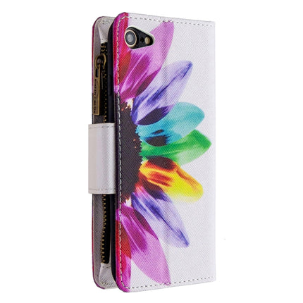 For iPhone 8 & 7 Colored Drawing Pattern Zipper Horizontal Flip Leather Case with Holder & Card Slots & Wallet(Sun Flower)-garmade.com