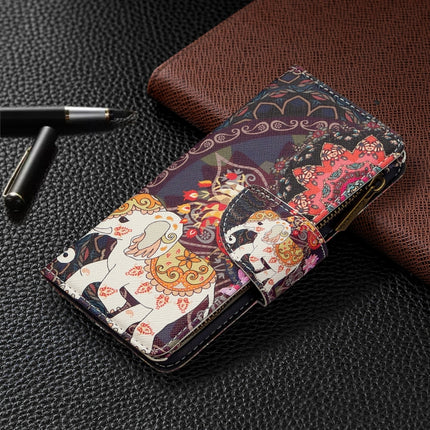 For iPhone 8 & 7 Colored Drawing Pattern Zipper Horizontal Flip Leather Case with Holder & Card Slots & Wallet(Flower Elephants)-garmade.com