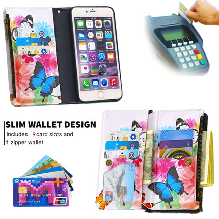 For iPhone 6s Plus & 6 Plus Colored Drawing Pattern Zipper Horizontal Flip Leather Case with Holder & Card Slots & Wallet(Two Butterflies)-garmade.com