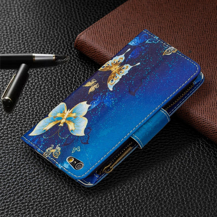 For iPhone 6s Plus & 6 Plus Colored Drawing Pattern Zipper Horizontal Flip Leather Case with Holder & Card Slots & Wallet(Gold Butterfly)-garmade.com