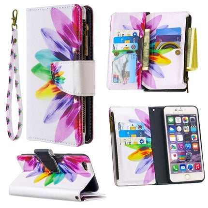 For iPhone 6s Plus & 6 Plus Colored Drawing Pattern Zipper Horizontal Flip Leather Case with Holder & Card Slots & Wallet(Sun Flower)-garmade.com