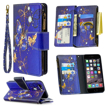 For iPhone 6s & 6 Colored Drawing Pattern Zipper Horizontal Flip Leather Case with Holder & Card Slots & Wallet(Purple Butterfly)-garmade.com