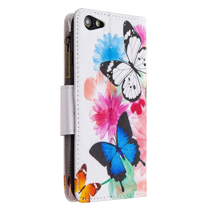 For iPhone 6s & 6 Colored Drawing Pattern Zipper Horizontal Flip Leather Case with Holder & Card Slots & Wallet(Two Butterflies)-garmade.com