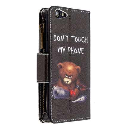 For iPhone 6s & 6 Colored Drawing Pattern Zipper Horizontal Flip Leather Case with Holder & Card Slots & Wallet(Bear)-garmade.com