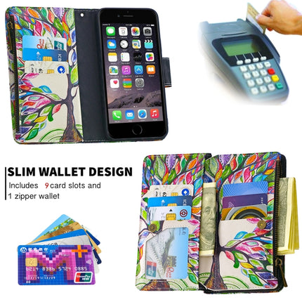 For iPhone 6s & 6 Colored Drawing Pattern Zipper Horizontal Flip Leather Case with Holder & Card Slots & Wallet(Tree)-garmade.com