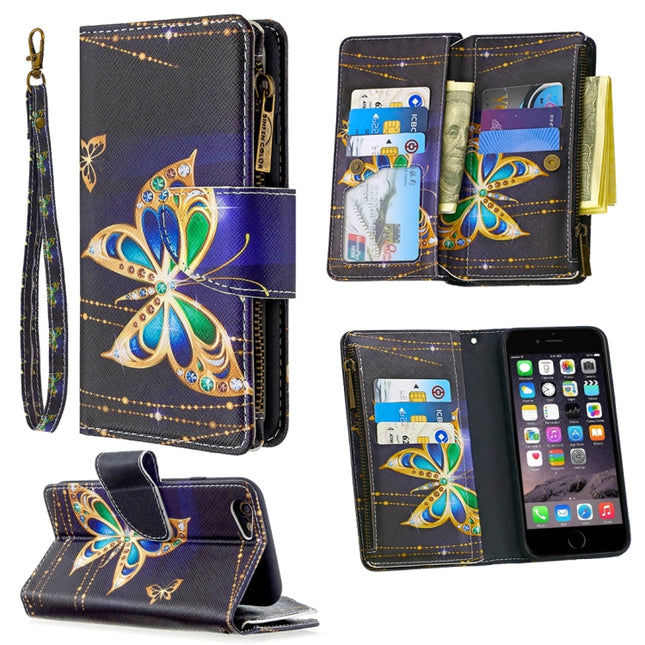 For iPhone 6s & 6 Colored Drawing Pattern Zipper Horizontal Flip Leather Case with Holder & Card Slots & Wallet(Big Butterfly)-garmade.com