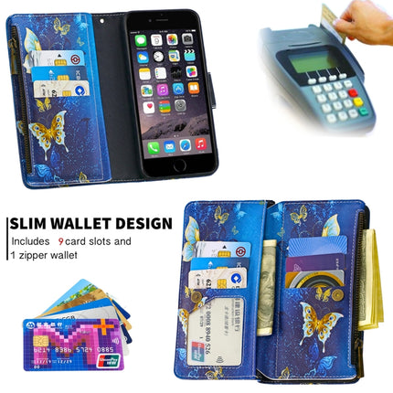 For iPhone 6s & 6 Colored Drawing Pattern Zipper Horizontal Flip Leather Case with Holder & Card Slots & Wallet(Gold Butterfly)-garmade.com