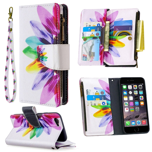 For iPhone 6s & 6 Colored Drawing Pattern Zipper Horizontal Flip Leather Case with Holder & Card Slots & Wallet(Sun Flower)-garmade.com