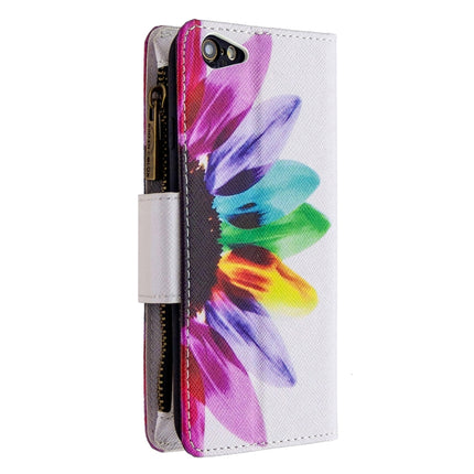 For iPhone 6s & 6 Colored Drawing Pattern Zipper Horizontal Flip Leather Case with Holder & Card Slots & Wallet(Sun Flower)-garmade.com