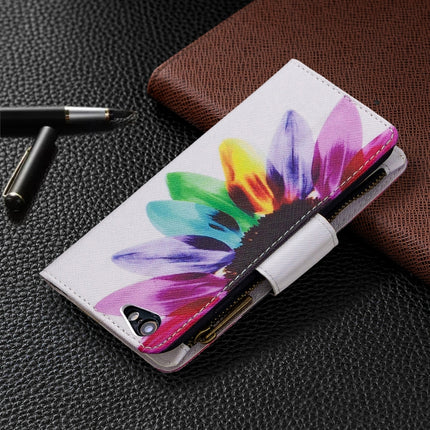 For iPhone 6s & 6 Colored Drawing Pattern Zipper Horizontal Flip Leather Case with Holder & Card Slots & Wallet(Sun Flower)-garmade.com