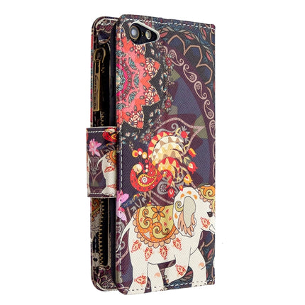 For iPhone 6s & 6 Colored Drawing Pattern Zipper Horizontal Flip Leather Case with Holder & Card Slots & Wallet(Flower Elephants)-garmade.com