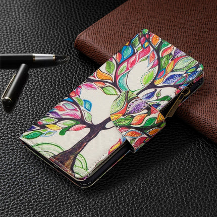 For iPhone XS Max Colored Drawing Pattern Zipper Horizontal Flip Leather Case with Holder & Card Slots & Wallet(Tree)-garmade.com