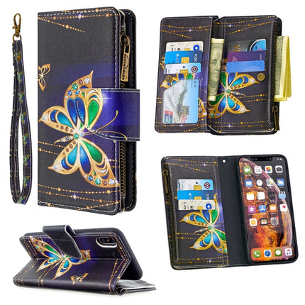 For iPhone XS Max Colored Drawing Pattern Zipper Horizontal Flip Leather Case with Holder & Card Slots & Wallet(Big Butterfly)-garmade.com