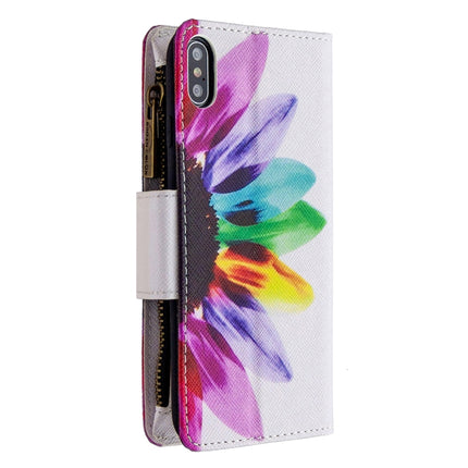 For iPhone XS Max Colored Drawing Pattern Zipper Horizontal Flip Leather Case with Holder & Card Slots & Wallet(Sun Flower)-garmade.com