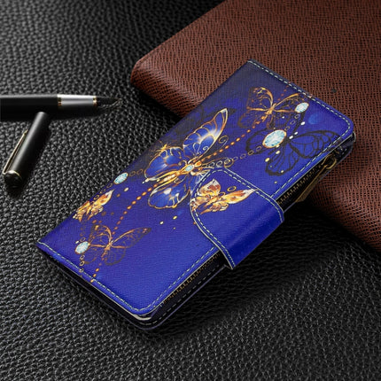 For iPhone XS / X Colored Drawing Pattern Zipper Horizontal Flip Leather Case with Holder & Card Slots & Wallet(Purple Butterfly)-garmade.com