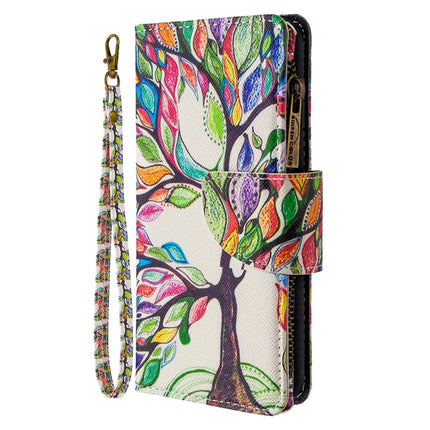 For iPhone XS / X Colored Drawing Pattern Zipper Horizontal Flip Leather Case with Holder & Card Slots & Wallet(Tree)-garmade.com