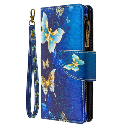 For iPhone XS / X Colored Drawing Pattern Zipper Horizontal Flip Leather Case with Holder & Card Slots & Wallet(Gold Butterfly)-garmade.com