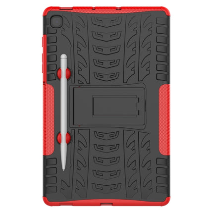 For Samsung Galaxy S6 Lite Tire Texture TPU+PC Shockproof Case , with Holder & Pen Tray(Red)-garmade.com