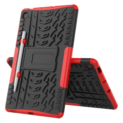 For Samsung Galaxy S6 Lite Tire Texture TPU+PC Shockproof Case , with Holder & Pen Tray(Red)-garmade.com