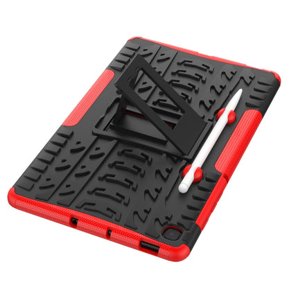 For Samsung Galaxy S6 Lite Tire Texture TPU+PC Shockproof Case , with Holder & Pen Tray(Red)-garmade.com