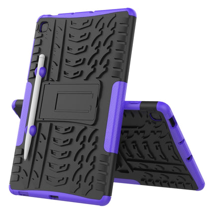 For Samsung Galaxy S6 Lite Tire Texture TPU+PC Shockproof Case , with Holder & Pen Tray(Purple)-garmade.com
