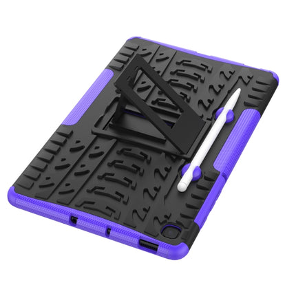 For Samsung Galaxy S6 Lite Tire Texture TPU+PC Shockproof Case , with Holder & Pen Tray(Purple)-garmade.com