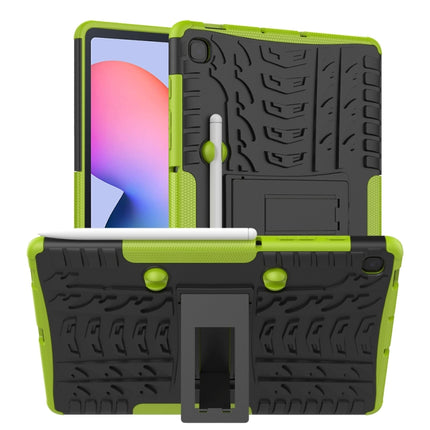 For Samsung Galaxy S6 Lite Tire Texture TPU+PC Shockproof Case , with Holder & Pen Tray(Green)-garmade.com