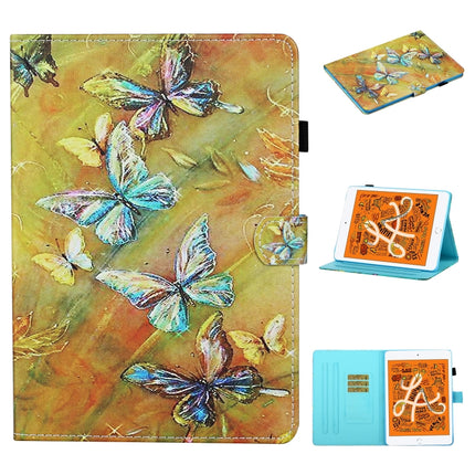 For iPad mini 5 / 4 / 3 / 2 / 1 Colored Drawing Stitching Horizontal Flip Leather Case, with Holder & Card Slots & Sleep / Wake-up Function(Butterfly)-garmade.com
