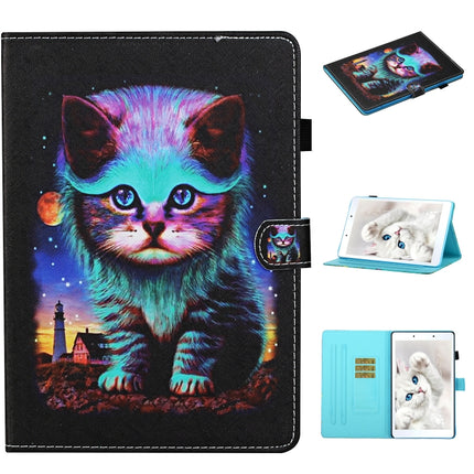 For Samsung Galaxy Tab A 8.0 (2019) T290 Colored Drawing Stitching Horizontal Flip Leather Case, with Holder & Card Slots(Night Cat)-garmade.com