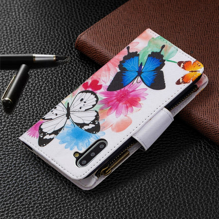 For Samsung Galaxy Note 10 Colored Drawing Pattern Zipper Horizontal Flip Leather Case with Holder & Card Slots & Wallet(Two Butterflies)-garmade.com