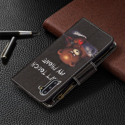 For Samsung Galaxy Note 10 Colored Drawing Pattern Zipper Horizontal Flip Leather Case with Holder & Card Slots & Wallet(Bear)-garmade.com